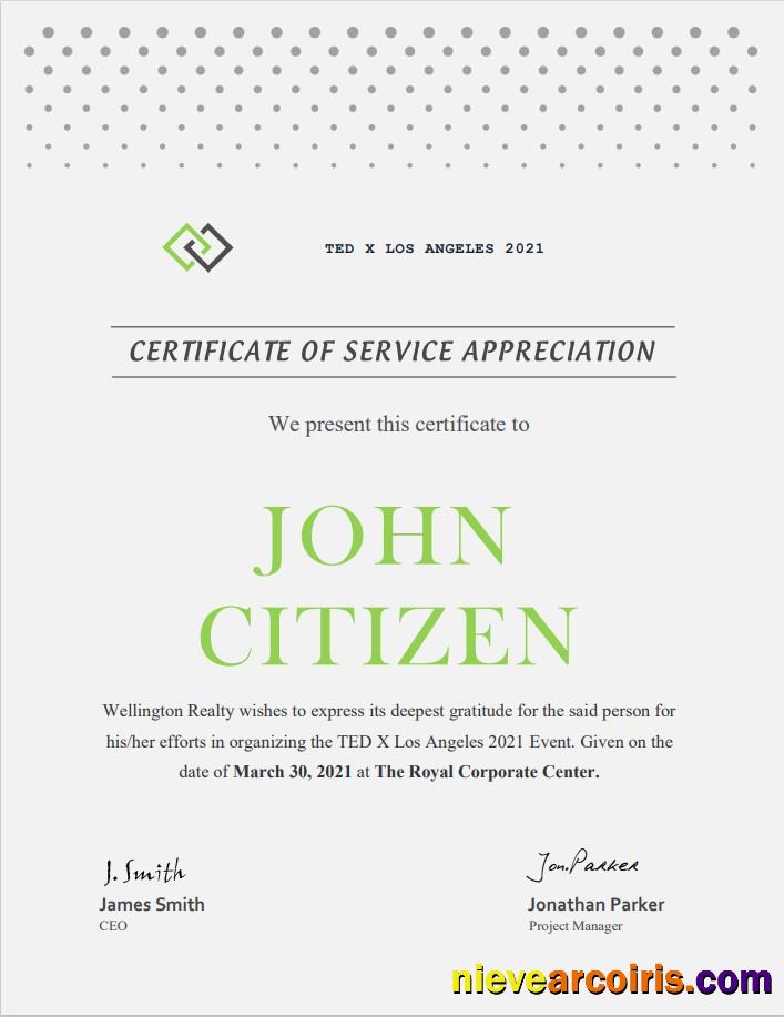 USA Service certificate